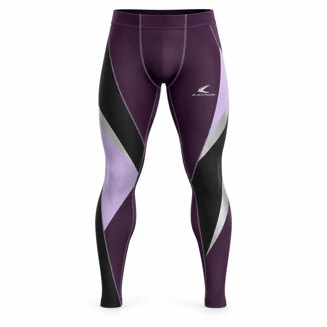 Plum purple grappling spats with lilac and grey geometric facets for a private label brand, side view