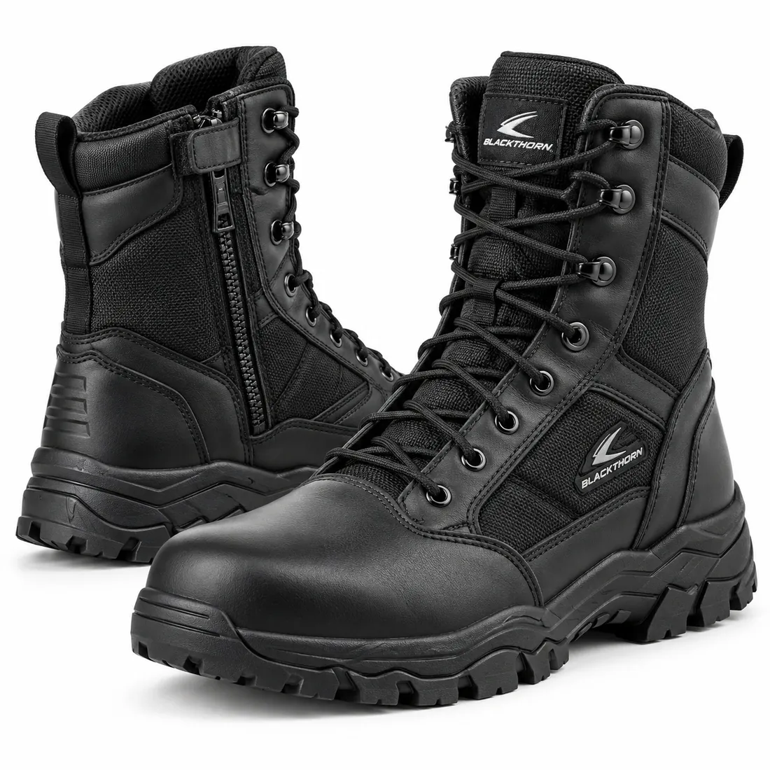 Black 8-Inch Side-Zip Tactical Boots — hunting & tactical boots by Blackthorn World