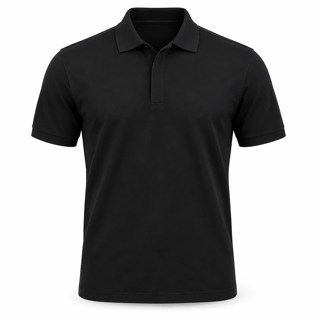 Black blank piqué polo shirt for staff uniforms, wholesale by Blackthorn World