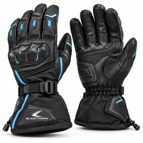 Black & Blue Waterproof Winter Motorcycle Gloves — Motorcycle & motocross gloves by Blackthorn World
