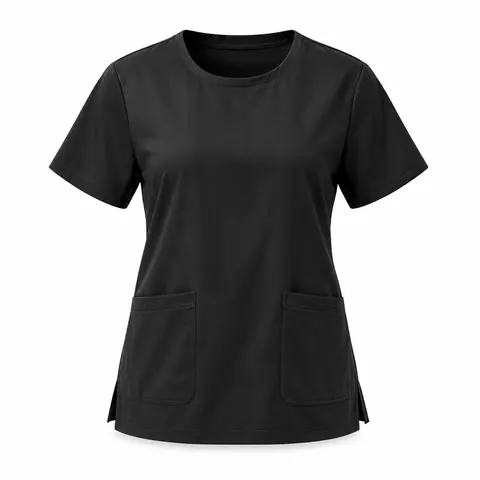 Black Crew-Neck Scrub Top — wholesale scrub tops by Blackthorn World
