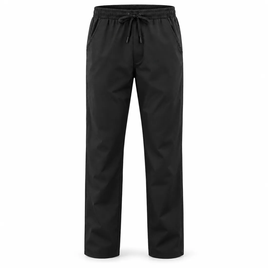 Black drawstring chef trousers with elastic waist, wholesale chef pants by Blackthorn World