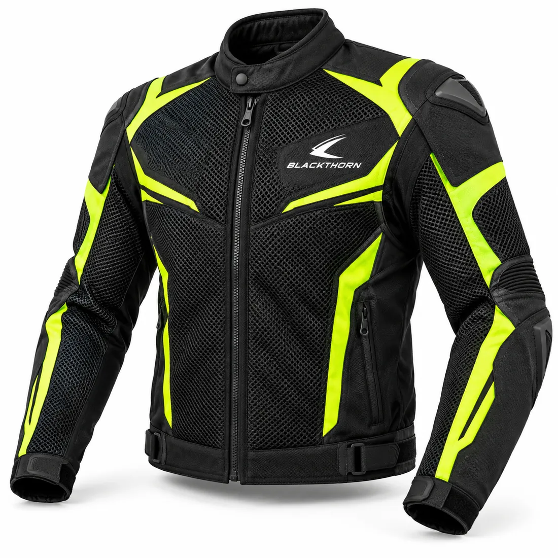 Black & Fluo Yellow Mesh Motorcycle Jacket — mesh summer riding jackets by Blackthorn World