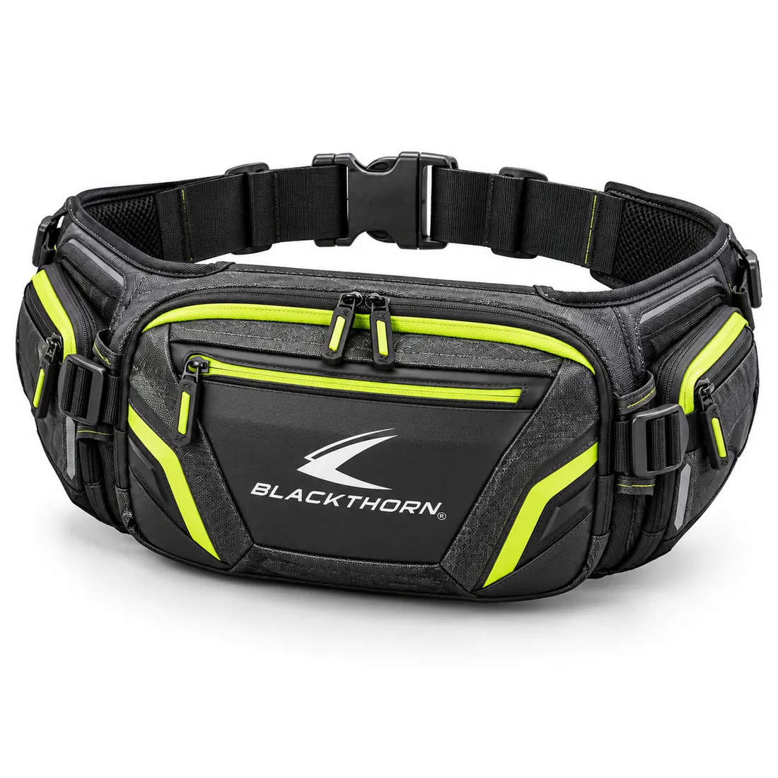 Black & Fluo Yellow Motorcycle Kidney Bag — saddle bags & waist bags by Blackthorn World