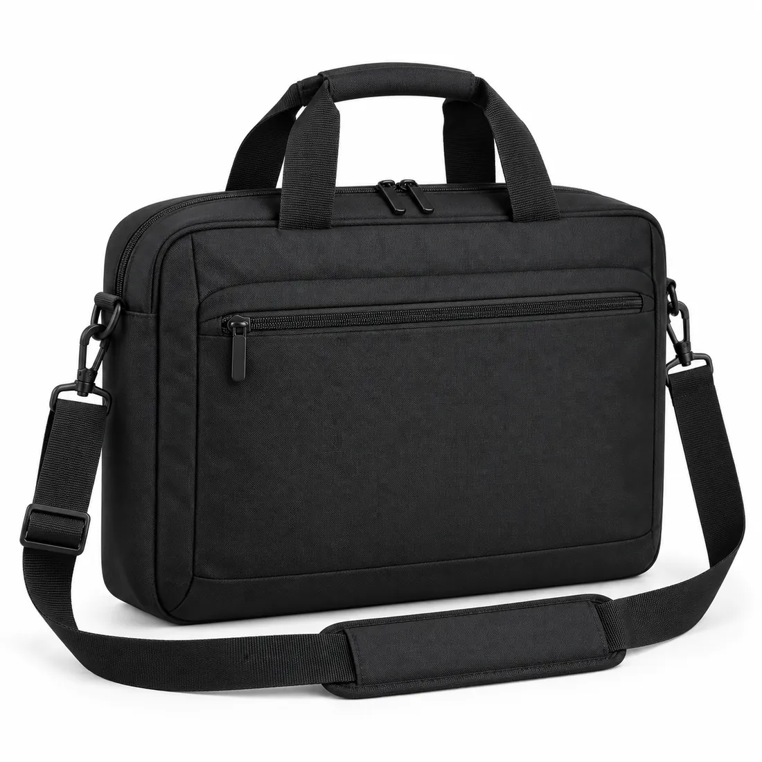 Black laptop briefcase bag with padded compartment and shoulder strap, wholesale by Blackthorn World