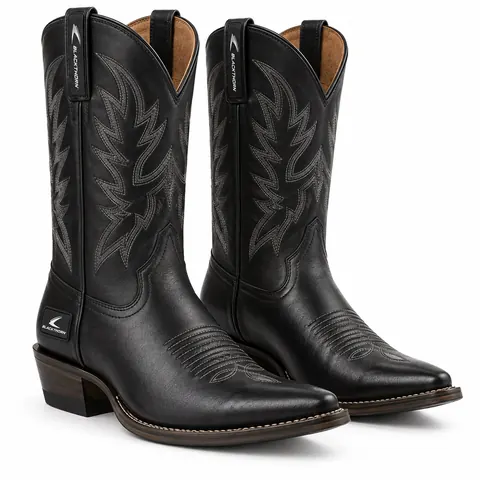 Black Leather Classic Cowboy Boots — Cowboy & western boots by Blackthorn World