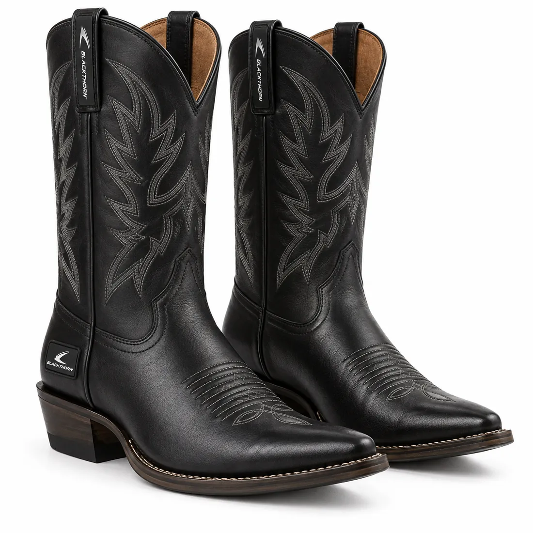 Black Leather Classic Cowboy Boots — cowboy & western boots by Blackthorn World