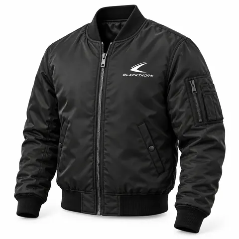Black Nylon Flight Bomber Jacket — Bomber & flight jackets by Blackthorn World