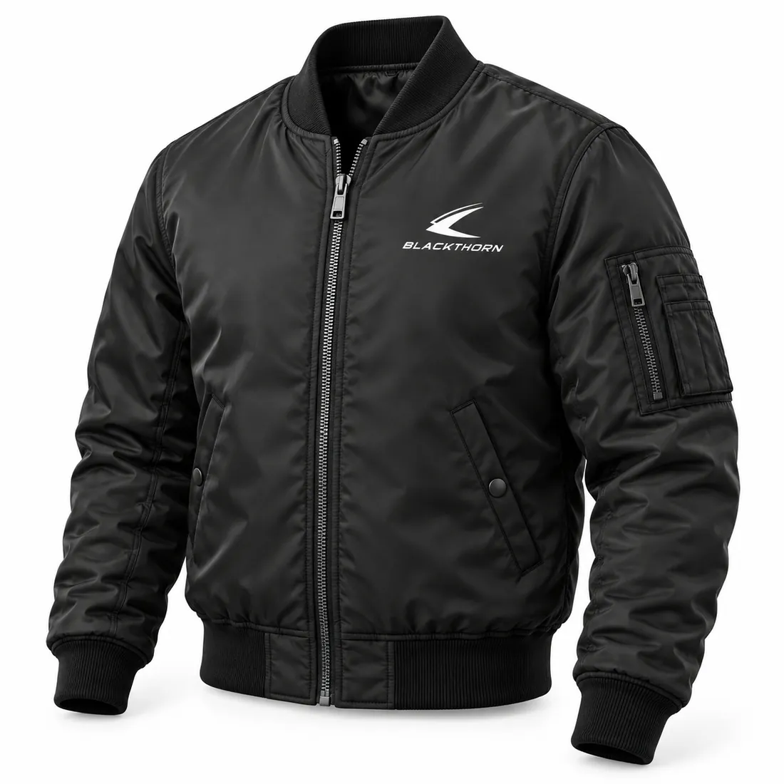 Black Nylon Flight Bomber Jacket — bomber & flight jackets by Blackthorn World