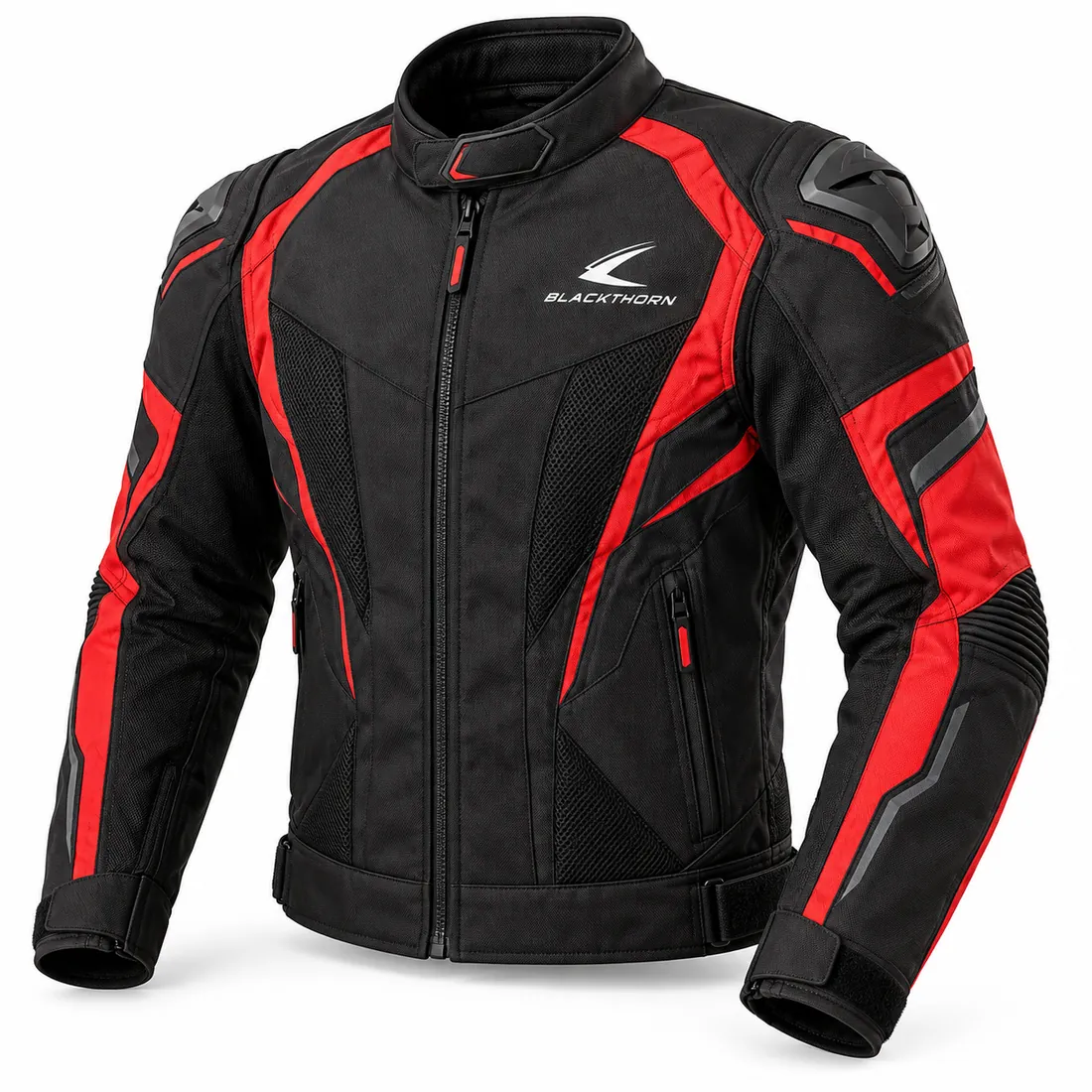 Black & Red Sport Textile Motorcycle Jacket — textile riding jackets by Blackthorn World