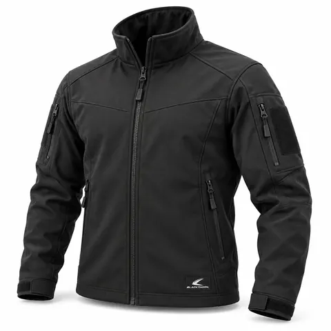 Black Tactical Softshell Jacket with Loop Panels — Tactical jackets, fleece & hoodies by Blackthorn World