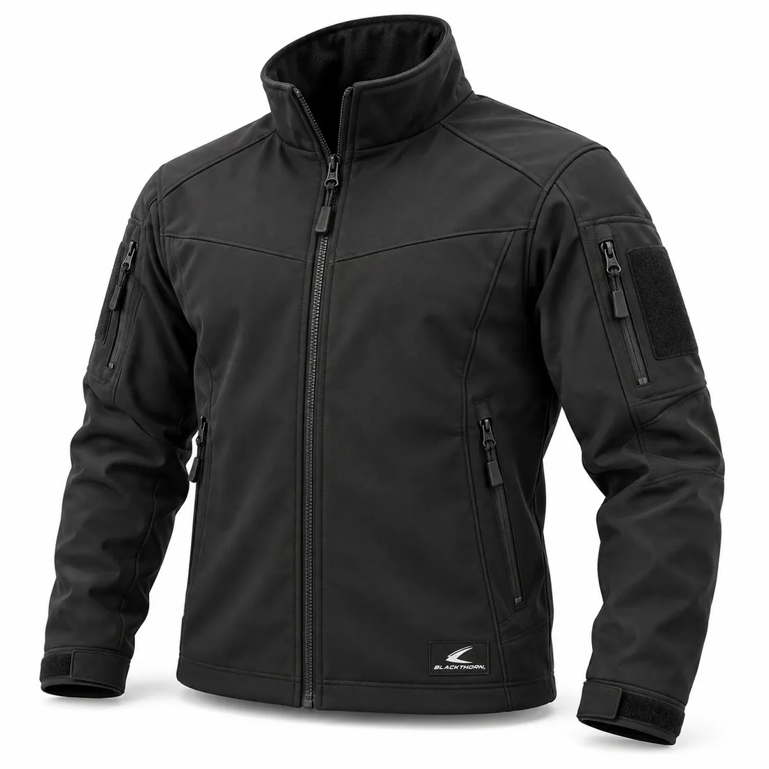 Black Tactical Softshell Jacket with Loop Panels — tactical jackets, fleece & hoodies by Blackthorn World