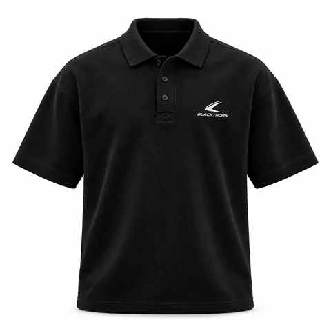Black Textured Knit Embroidered Polo — Streetwear · T-shirts, polos & joggers by Blackthorn World