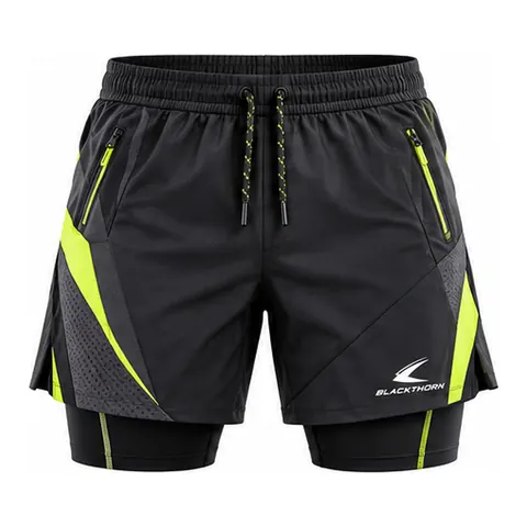Black Volt 2-in-1 Gym Shorts with Compression Liner — 2-in-1 training shorts by Blackthorn World