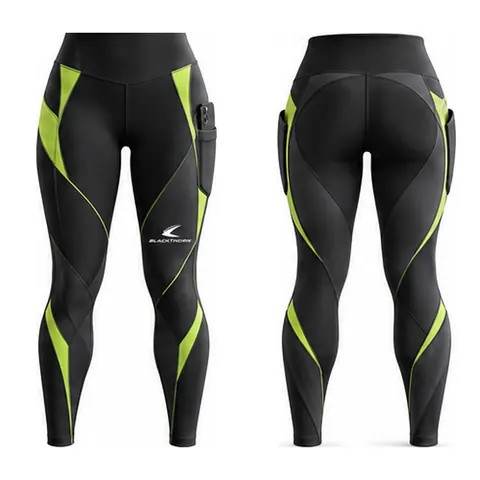 Black Volt High-Waist Pocket Leggings — front and back