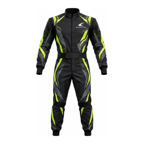 Black Volt Karting Suit with Lime Flash Panels — Race suits & team wear by Blackthorn World