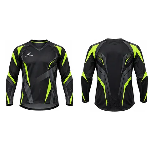 Black Volt Long-Sleeve Motocross Jersey — front and back