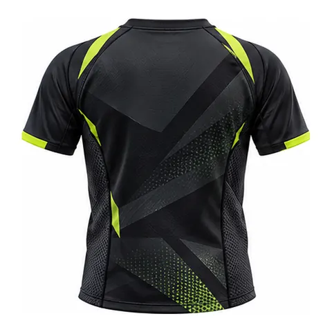 Black Volt Padel Jersey with Lime Angular Panels — back view