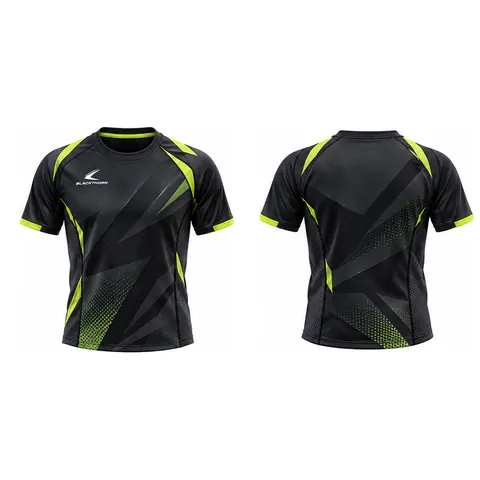 Black Volt Padel Jersey with Lime Angular Panels — front and back