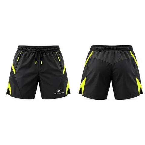 Black Volt Padel Shorts with Lime Side Vents — front and back