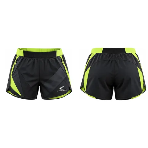 Black Volt Scallop-Hem Pickleball Shorts — front and back