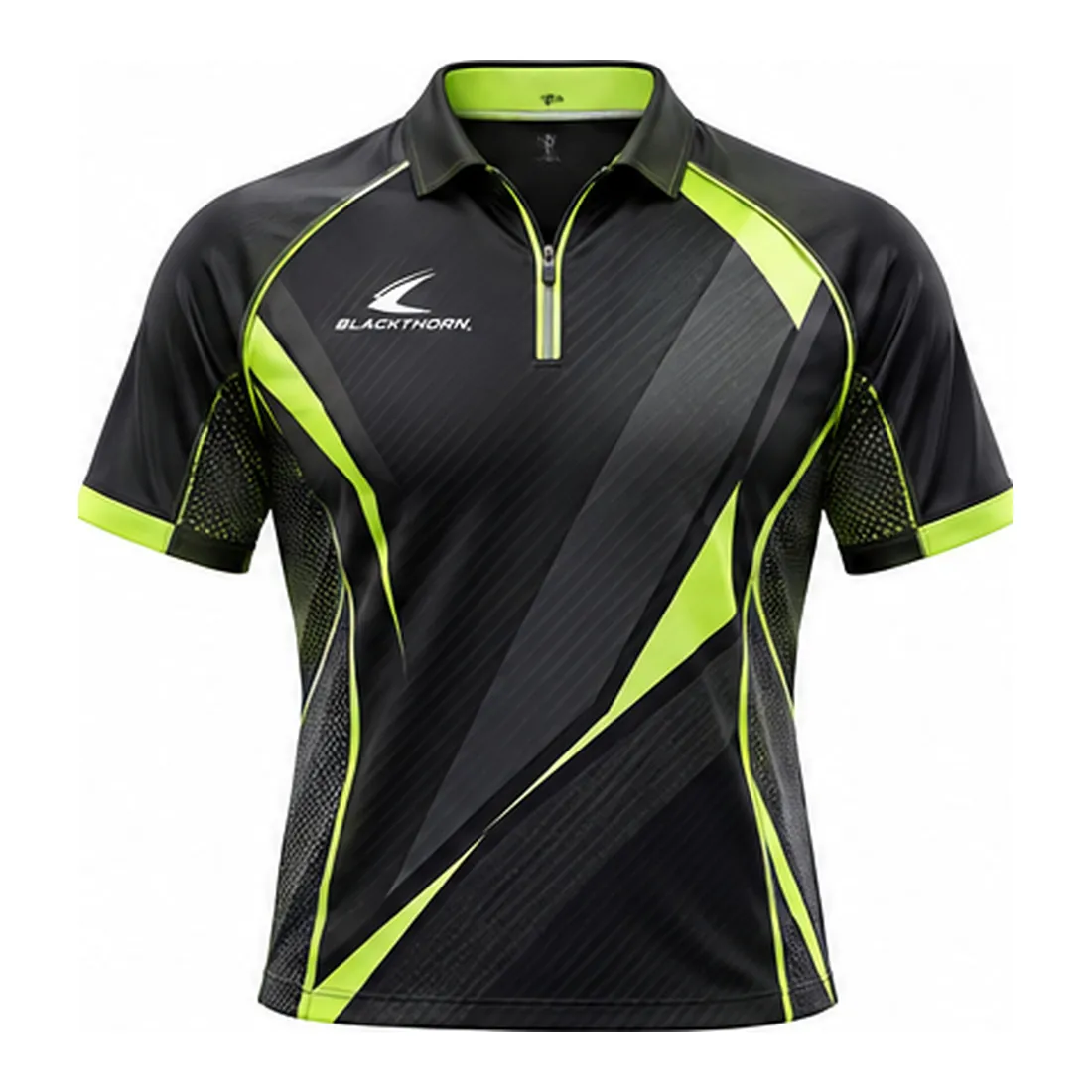 Black Volt Zip-Neck Pickleball Jersey — Pickleball wear by Blackthorn World, front view