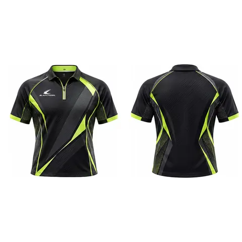 Black Volt Zip-Neck Pickleball Jersey — front and back