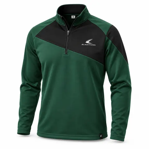 Bottle Green & Black Diagonal School Half-Zip — custom schoolwear by Blackthorn World