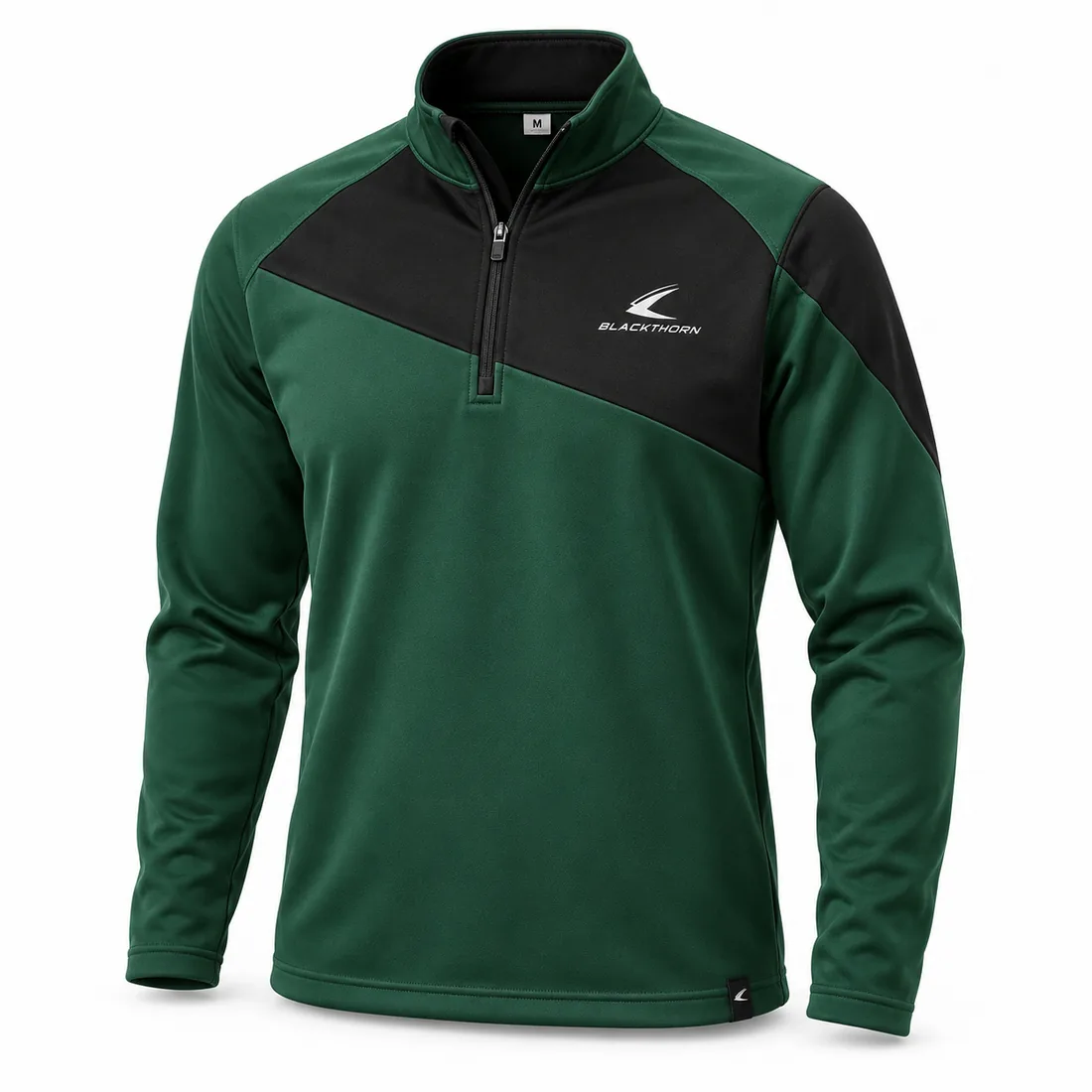 Bottle Green & Black Diagonal School Half-Zip — custom school half-zip tops by Blackthorn World