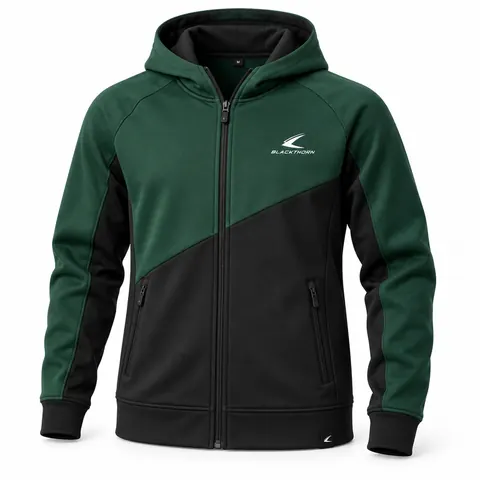 Bottle Green & Black Full-Zip School Hoodie — custom schoolwear by Blackthorn World