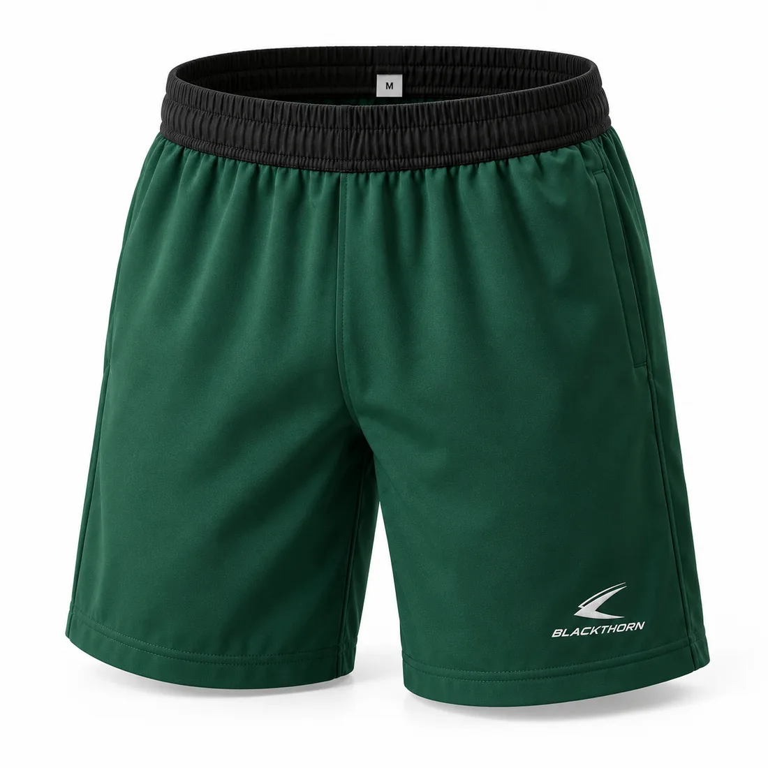 Bottle Green School Shorts with Black Waistband — custom school shorts by Blackthorn World