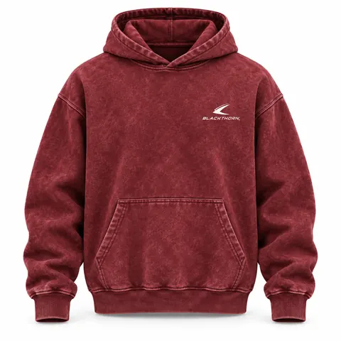 Brick Red Acid Wash Hoodie