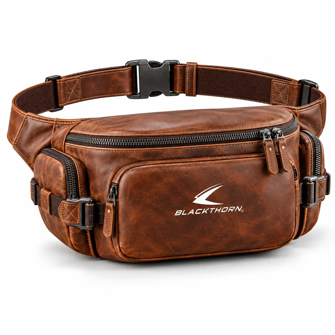 Brown Leather Motorcycle Waist Bag — saddle bags & waist bags by Blackthorn World