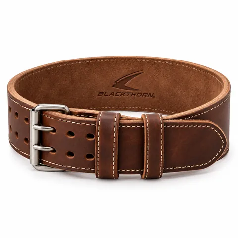 Brown Leather Double-Prong Lifting Belt — custom fightwear by Blackthorn World