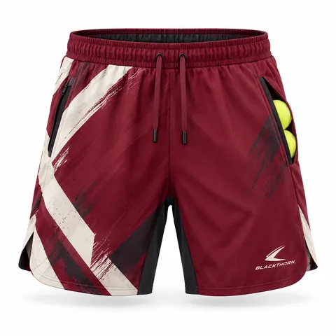 Burgundy Brushstroke Padel Shorts — Teamwear · Padel wear by Blackthorn World