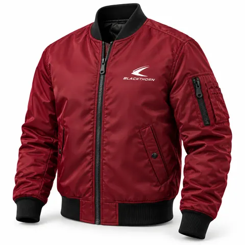 Burgundy Flight Bomber with Black Trims — Bomber & flight jackets by Blackthorn World