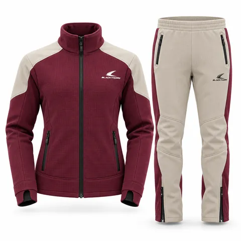 Burgundy Waffle Fleece Après Set — custom ski wear by Blackthorn World