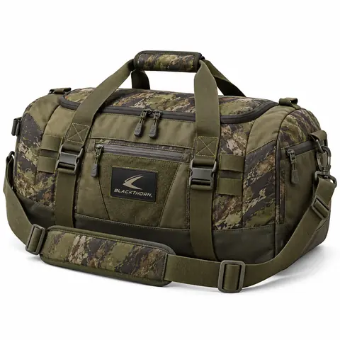 Camo Duffel & Camping Gear Bag — custom camo duffel bag by Blackthorn World