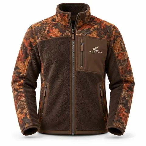 Camo Fleece Hunting Jacket (Midlayer) — autumn leaf camo