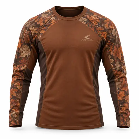 Camo Hunting Base Layer Top — autumn leaf camo