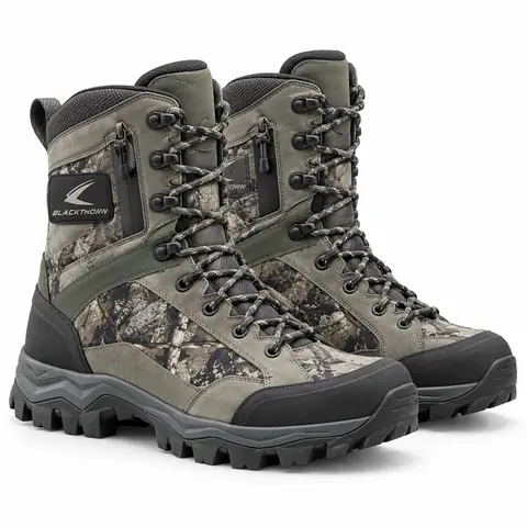Camo Hunting Boots — Waterproof Lace-Up & Rubber — grey digital camo lace-up