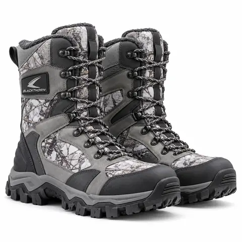 Camo Hunting Boots — Waterproof Lace-Up & Rubber — snow camo lace-up