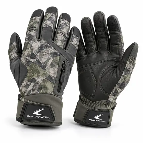 Camo Hunting & Shooting Gloves — grey digital camo