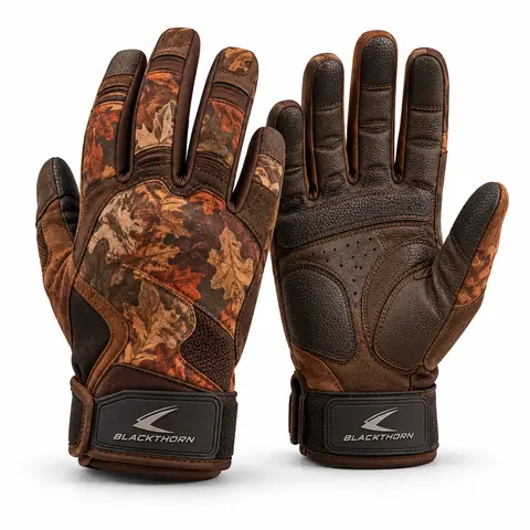 Camo Hunting & Shooting Gloves — autumn leaf camo