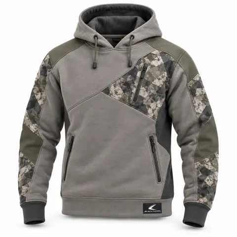 Camo Panel Hunting Hoodie — grey digital camo