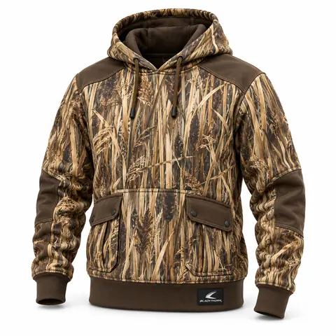 Camo Panel Hunting Hoodie — marsh reed camo