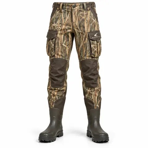 Camo Hunting Pants with Knee Reinforcement — marsh reed camo