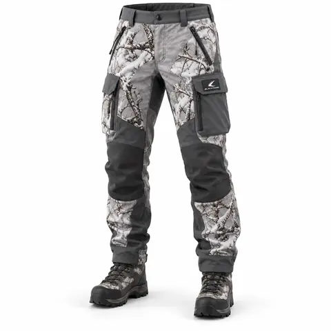 Camo Hunting Pants with Knee Reinforcement — snow camo
