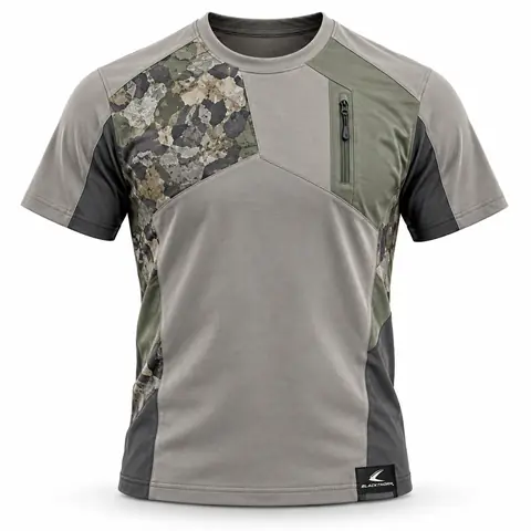Camo Panel Hunting T-Shirt — grey digital camo