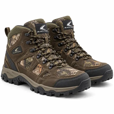 Camo & Leather Mid Hunting Hiking Boots — Hunting & tactical boots by Blackthorn World